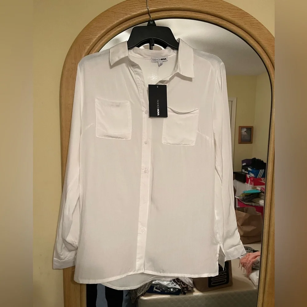 Fashion Nova Aurora Woven Top- Off white- size small *NEVER WORN* - Picture 10 of 12